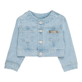 Nanan Giubbino In Denim Tinta Unita Con Tasche Azzurro Per Bambina