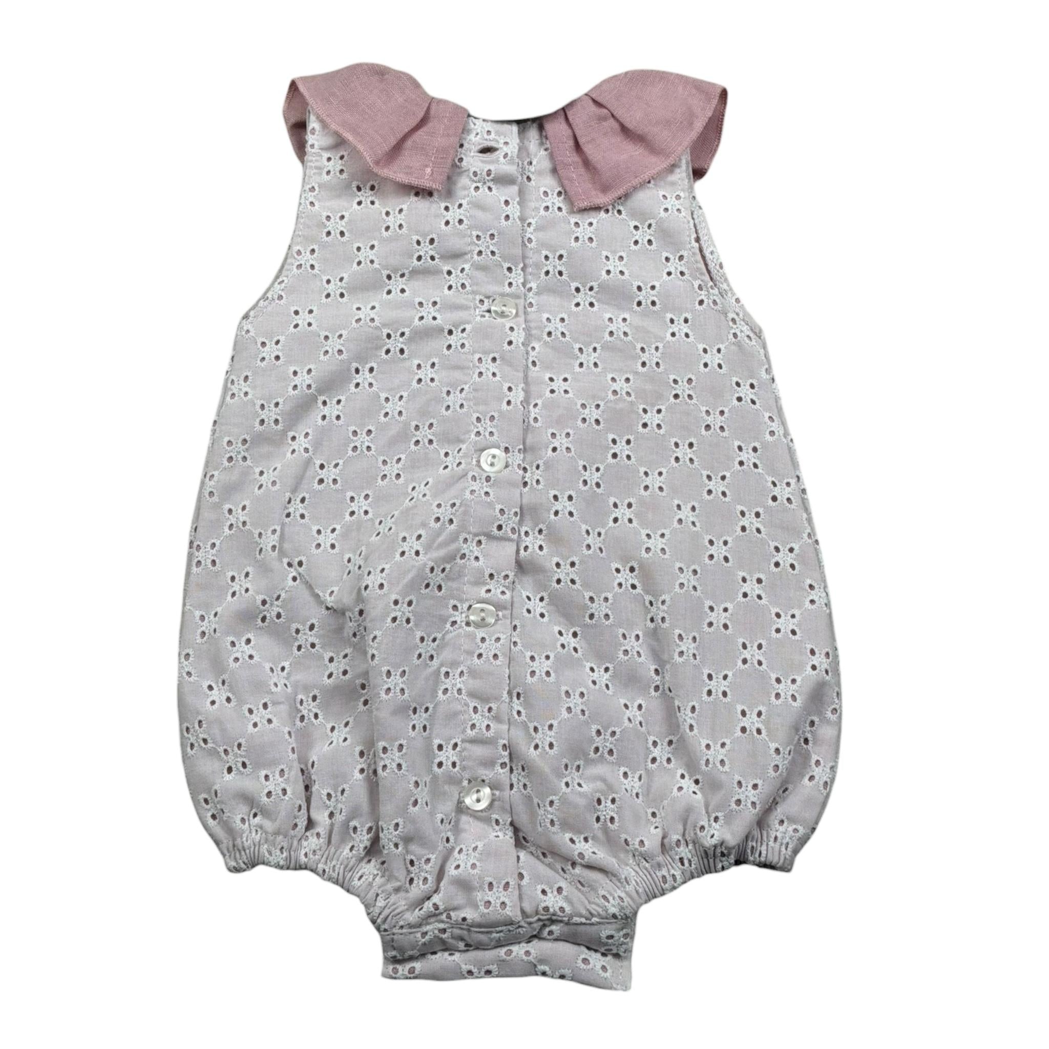 Juliana Pagliaccetto Giromanica Tinta Unita In Pizzo Sangallo per Neonata 25178 BIANCO/ROSA JULIANA 