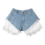 Twinset Short In Denim Tinta Unita Con Ricami Azzurro Per Bambina