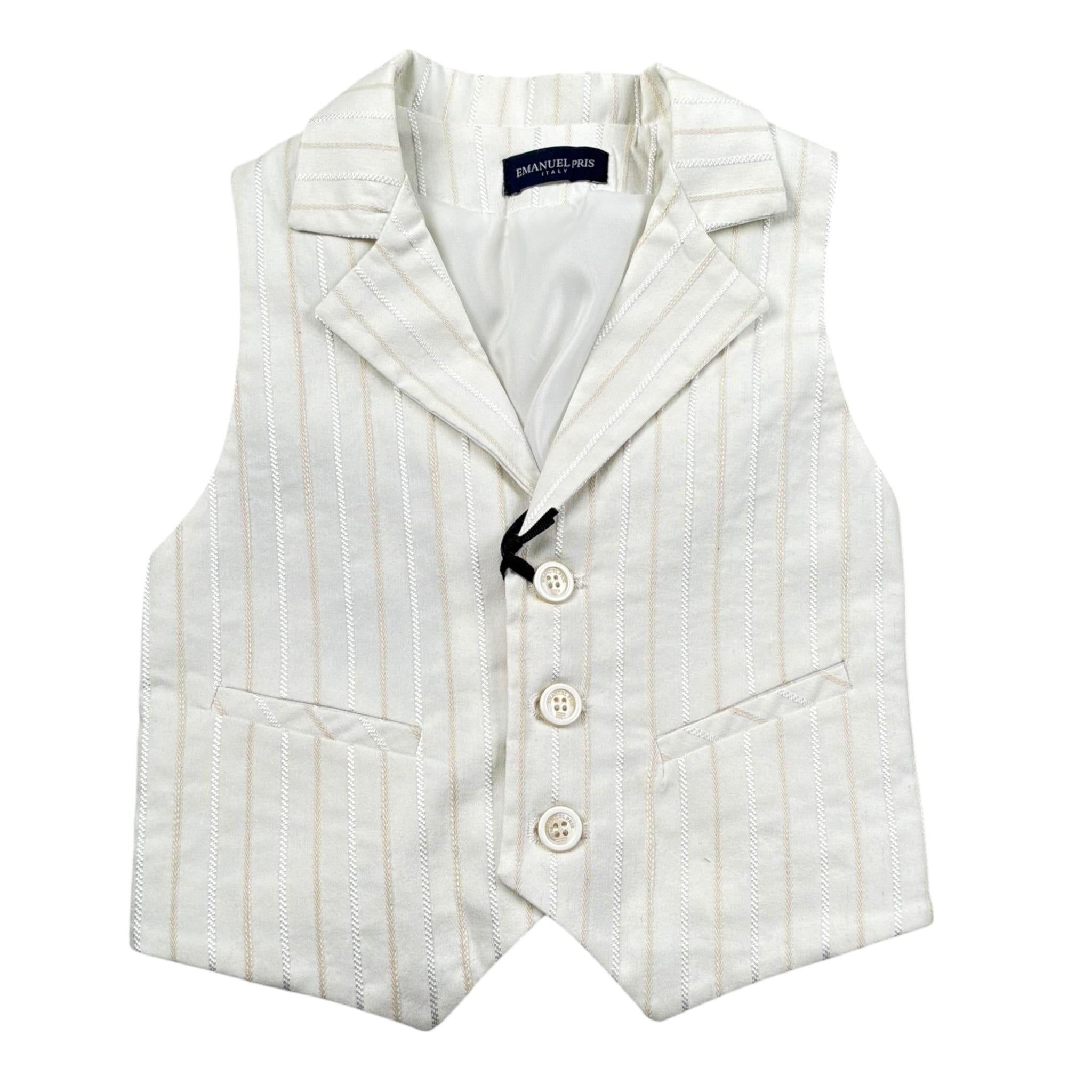 Emanuel Pris Gilet Tinta Unita con Fantasia per Bambino EPC2090B PANNA EMANUEL PRIS 