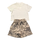 Minimo Completo 2 Pezzi T-Shirt-Bermuda Bicolore Bianco/Beige Per Neonato