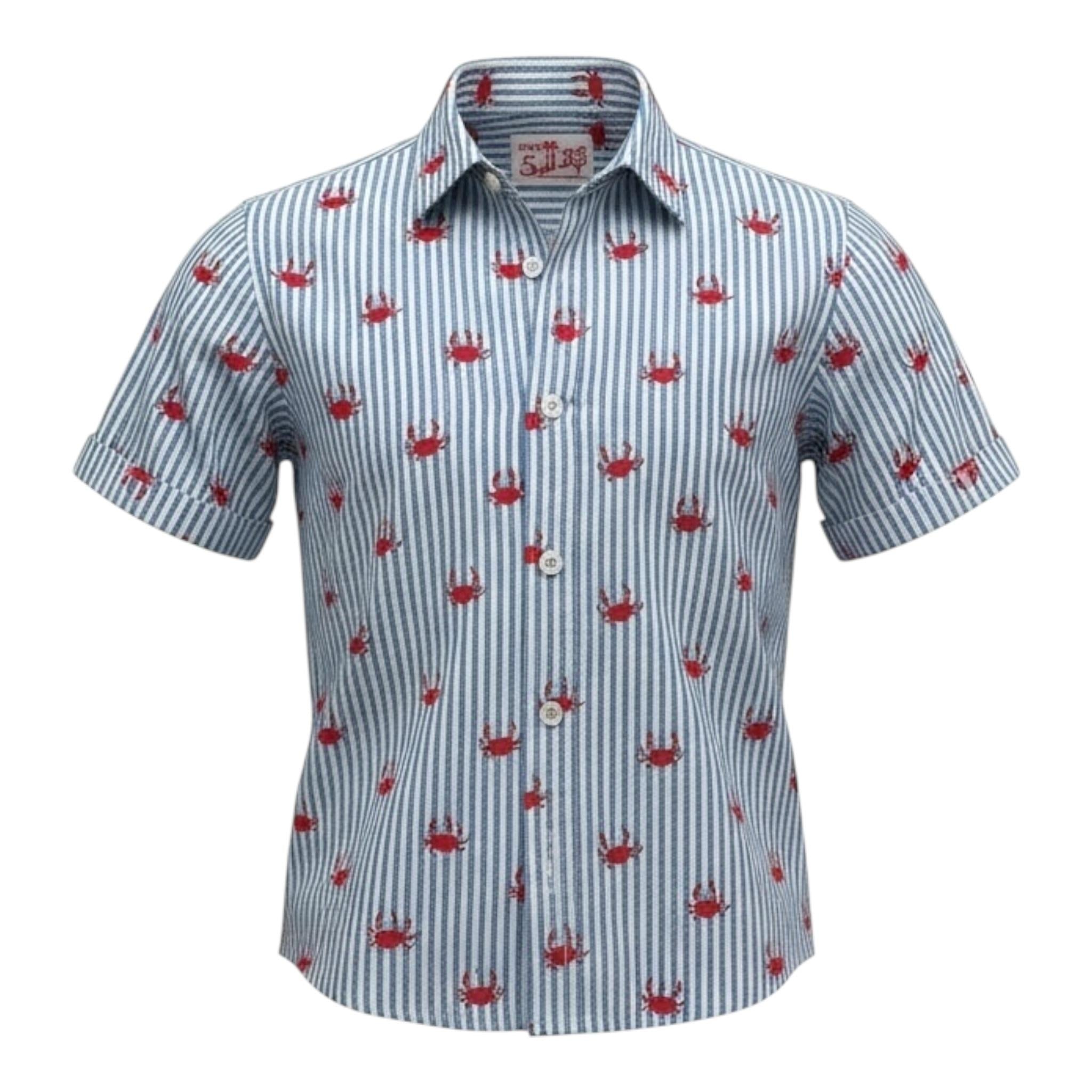 Saint Barth Camicia Tinta Unita con Fantasia A Righe Mezza Manica per Bambino 00783L BIANCO SAINT BARTH 