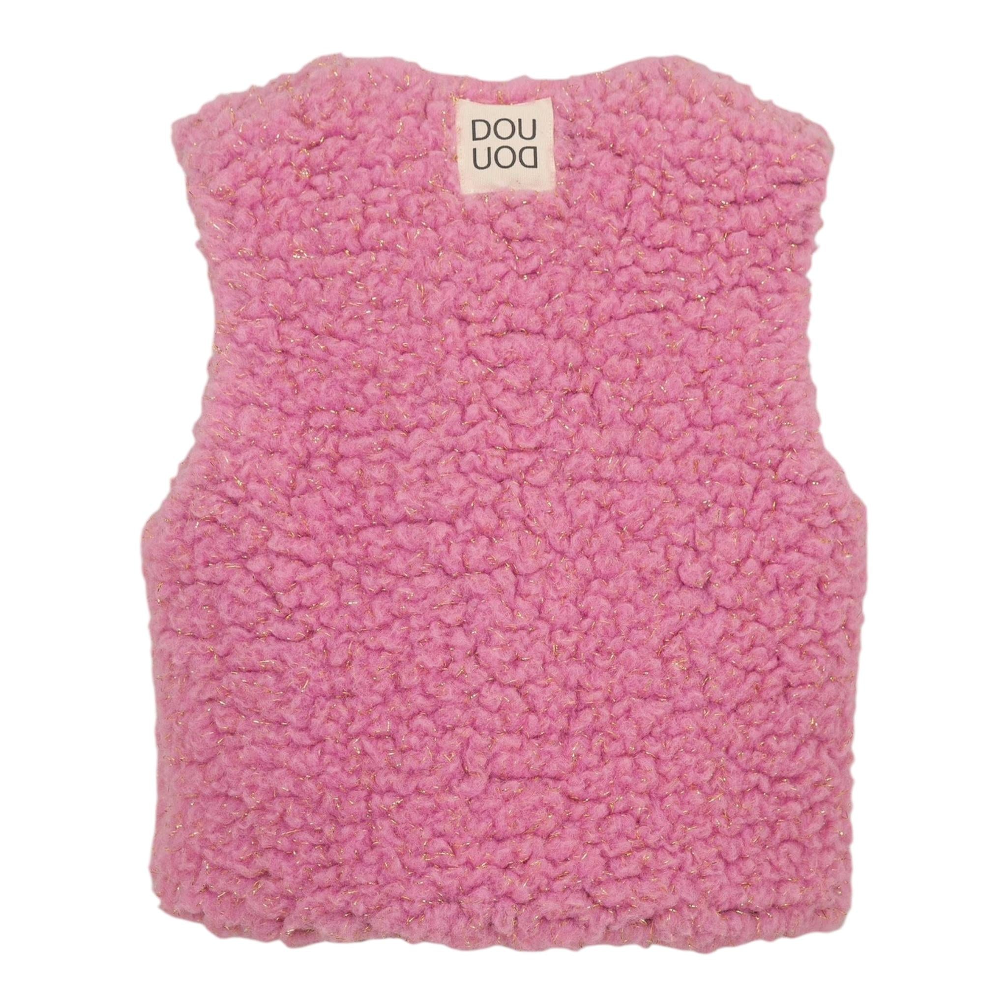 DOU DOU gilet tinta unita con applicazioni Rosa per Bambina DV2A42 ROSA DOU DOU 