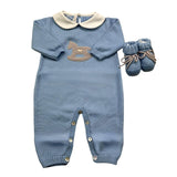 BABY LORD tutina manica lunga tinta unita cn babbucce Azzurro per Neonato 319 AZZURRO BABY LORD 