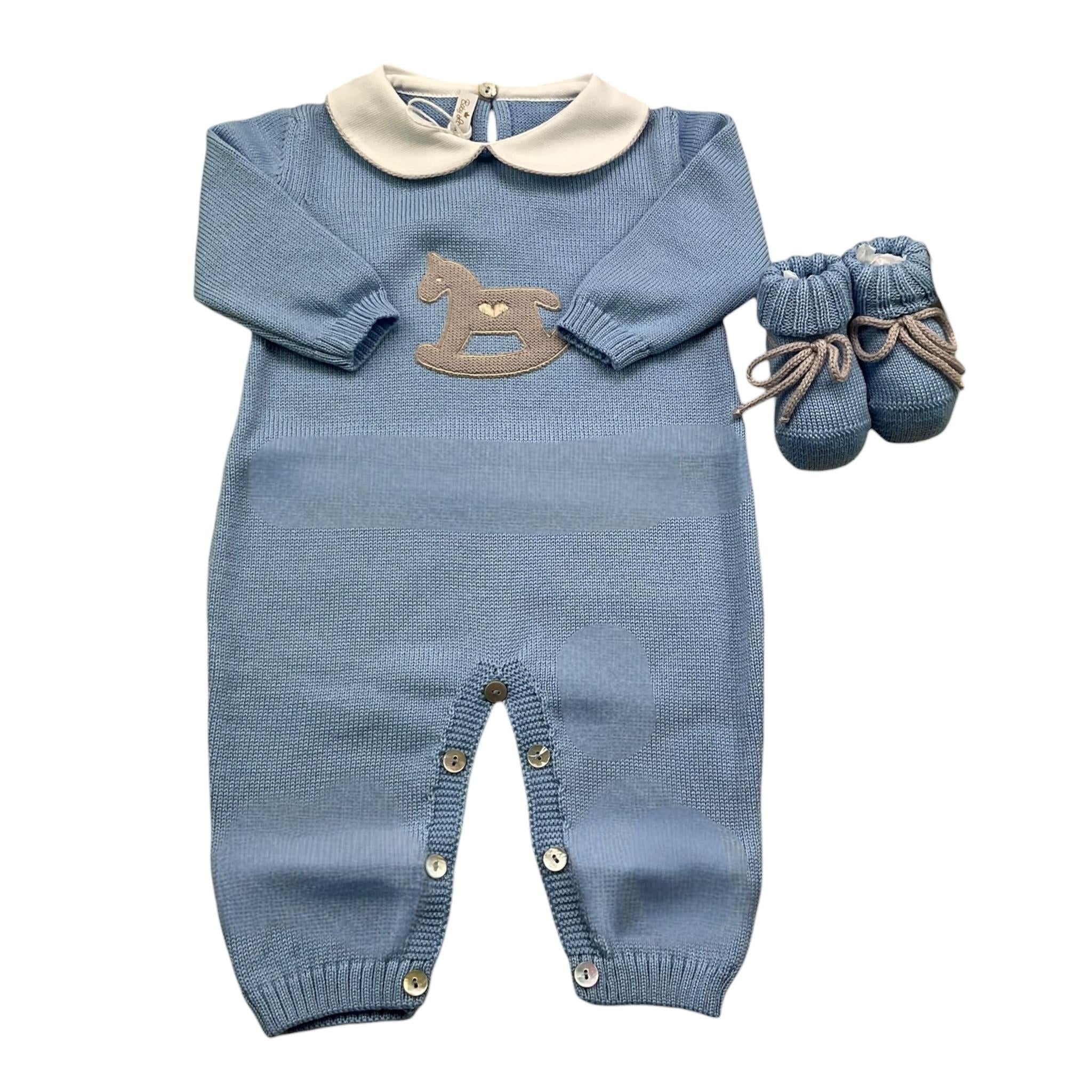 BABY LORD tutina manica lunga tinta unita cn babbucce Azzurro per Neonato 319 AZZURRO BABY LORD 