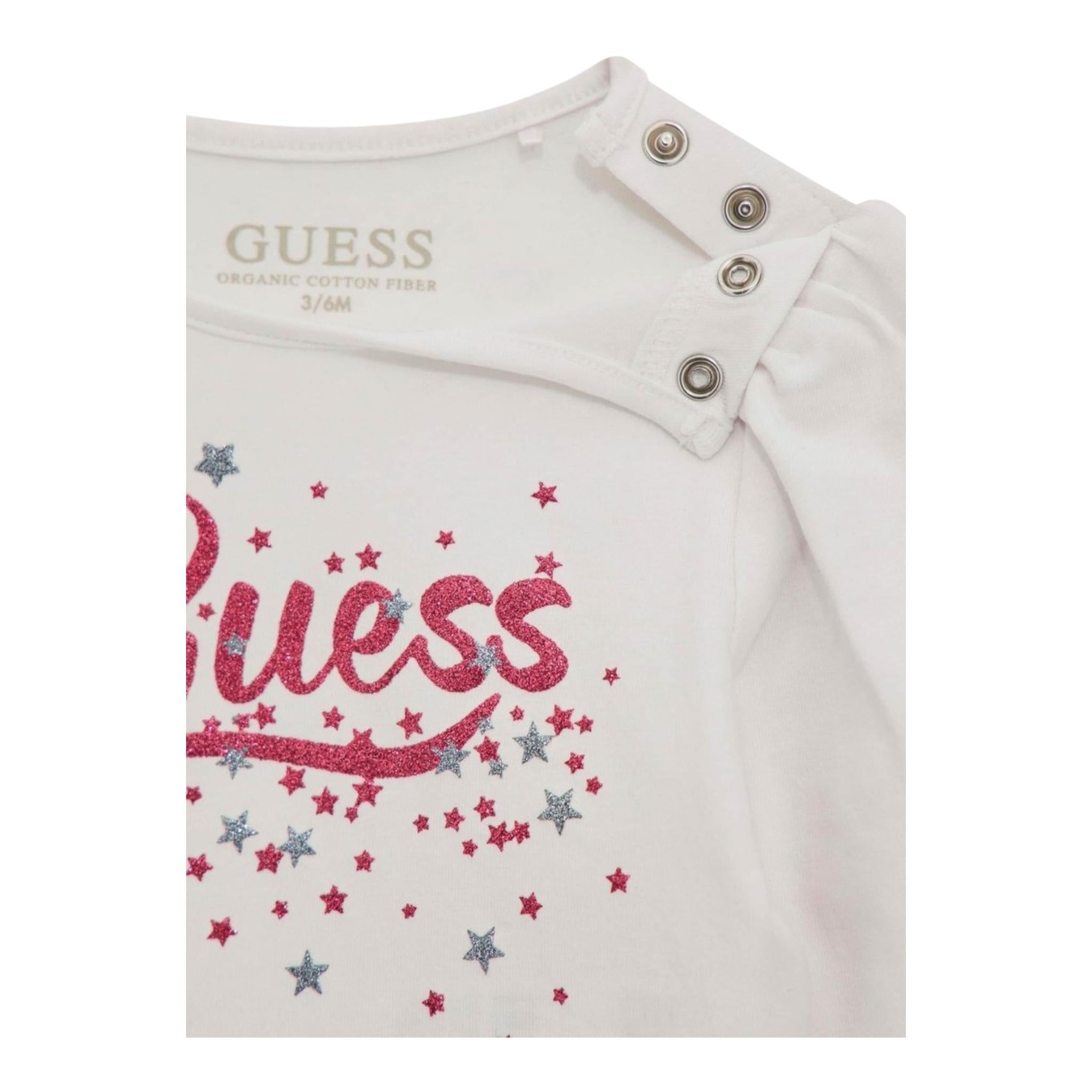 GUESS shirt girocollo tinta unita con stampa Bianco per Bambina K4BI02J134 BIANCO GUESS 