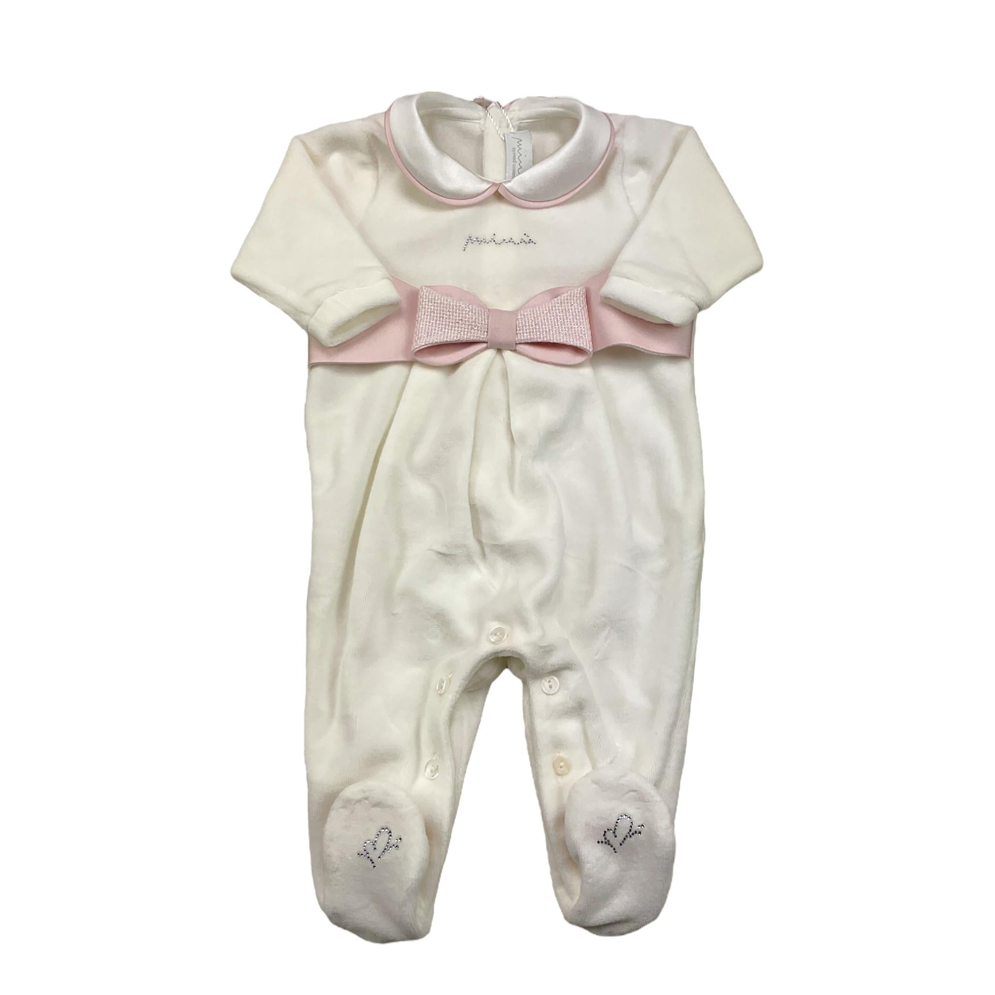 MINIMU' tutina tinta unita con fiocco Bianco per Neonata P39101 BIANCO MINIMU' 