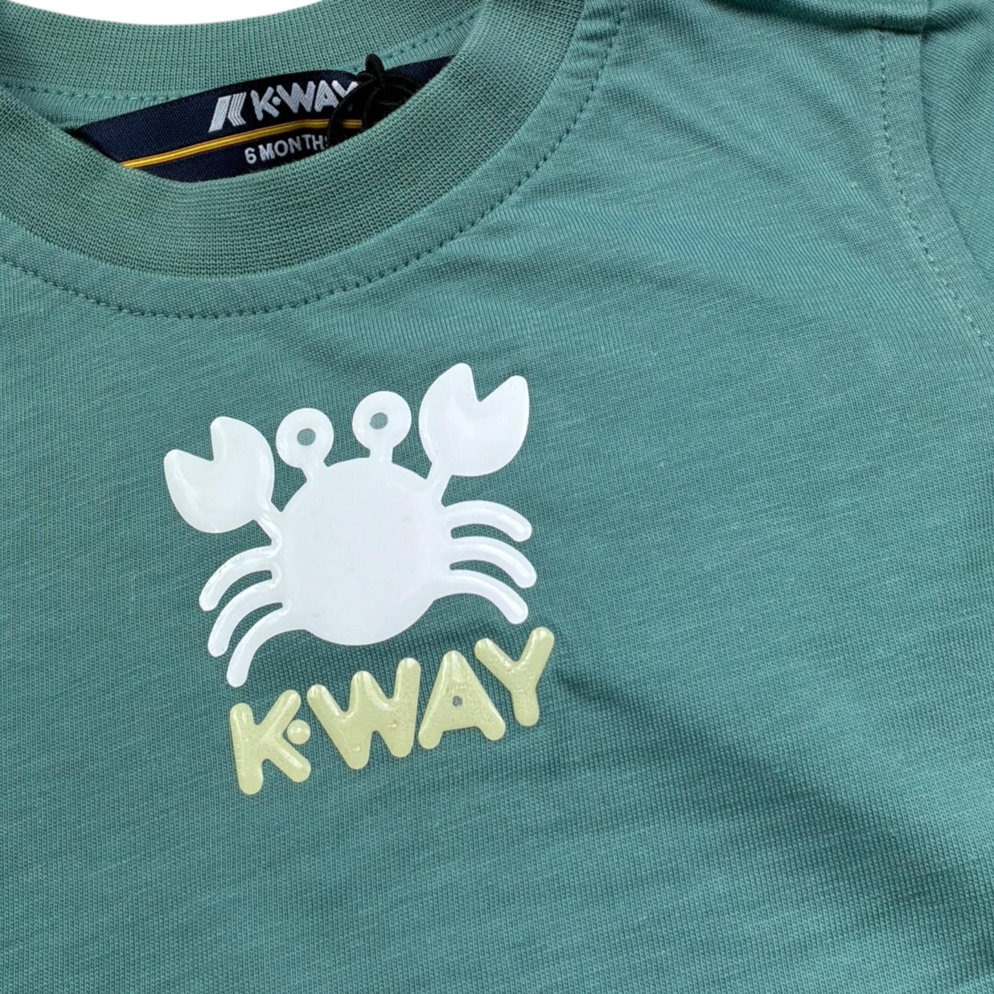 K-Way T-Shirt Girocollo Tinta Unita con Stampa per Neonato K2158JW VERDE K-WAY 