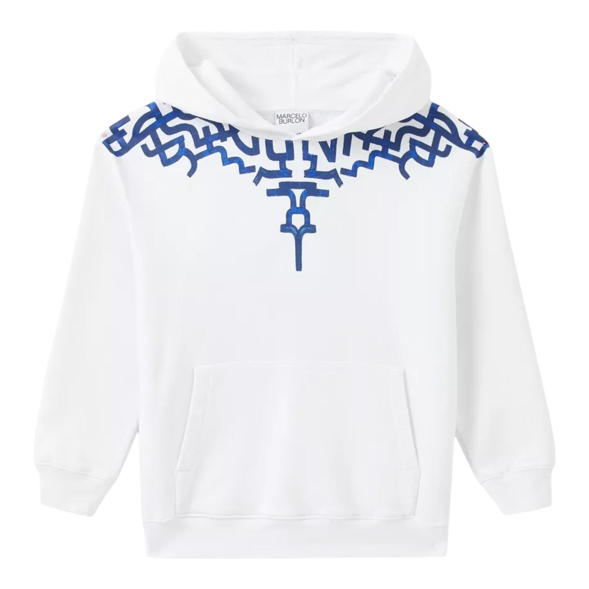 Marcelo Burlon Felpa Tinta Unita con Cappuccio per Bambino CBBB004S24 BIANCO MARCELO BURLON 