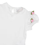 Monnalisa T-Shirt Girocollo Tinta Unita con Applicazioni per Bambina 31E604X BIANCO MONNALISA 