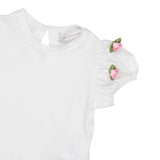 Monnalisa T-Shirt Girocollo Tinta Unita con Applicazioni per Bambina 31E604X BIANCO MONNALISA 