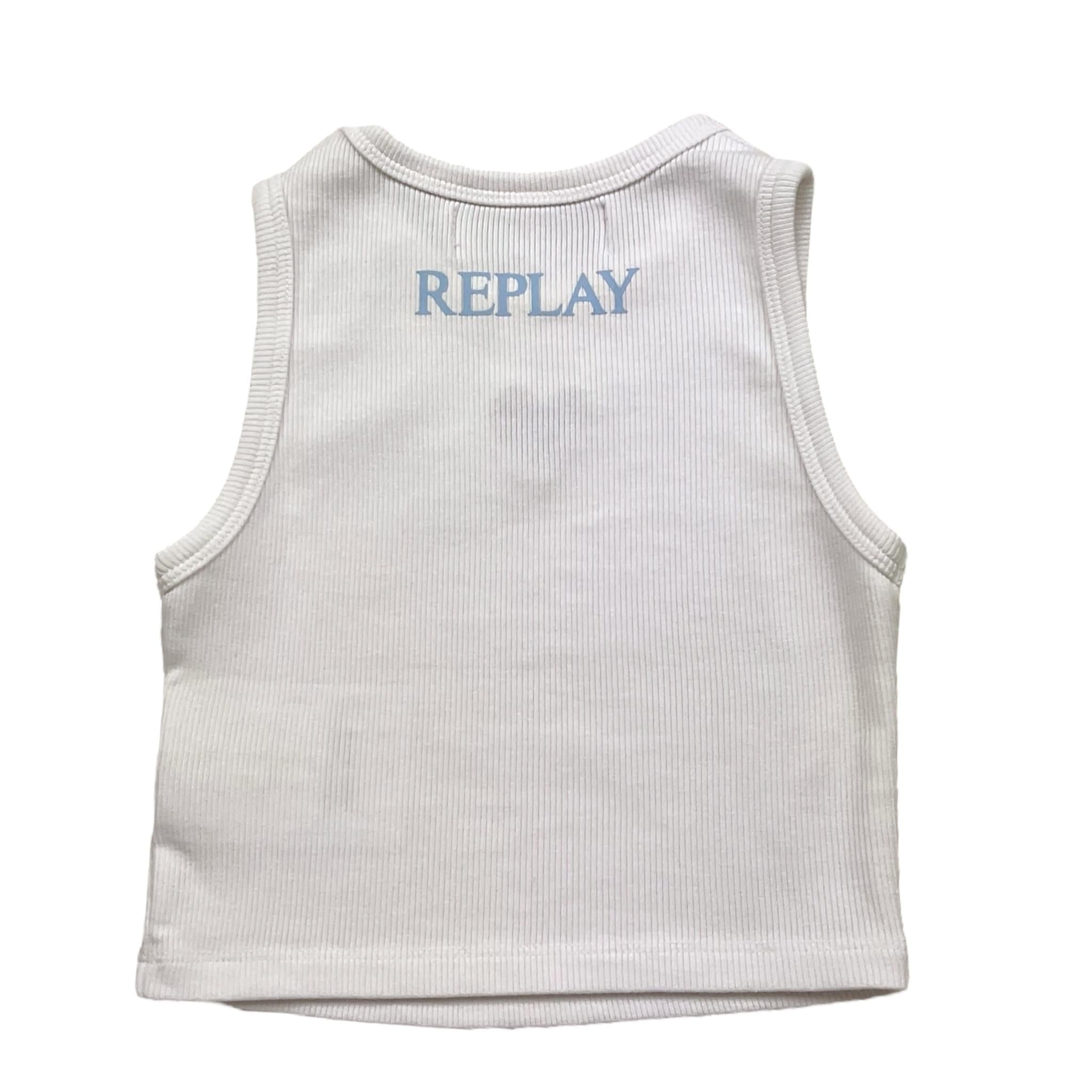 Replay Canotta Tinta Unita con Stampa per Bambina SG7632 BIANCO REPLAY 