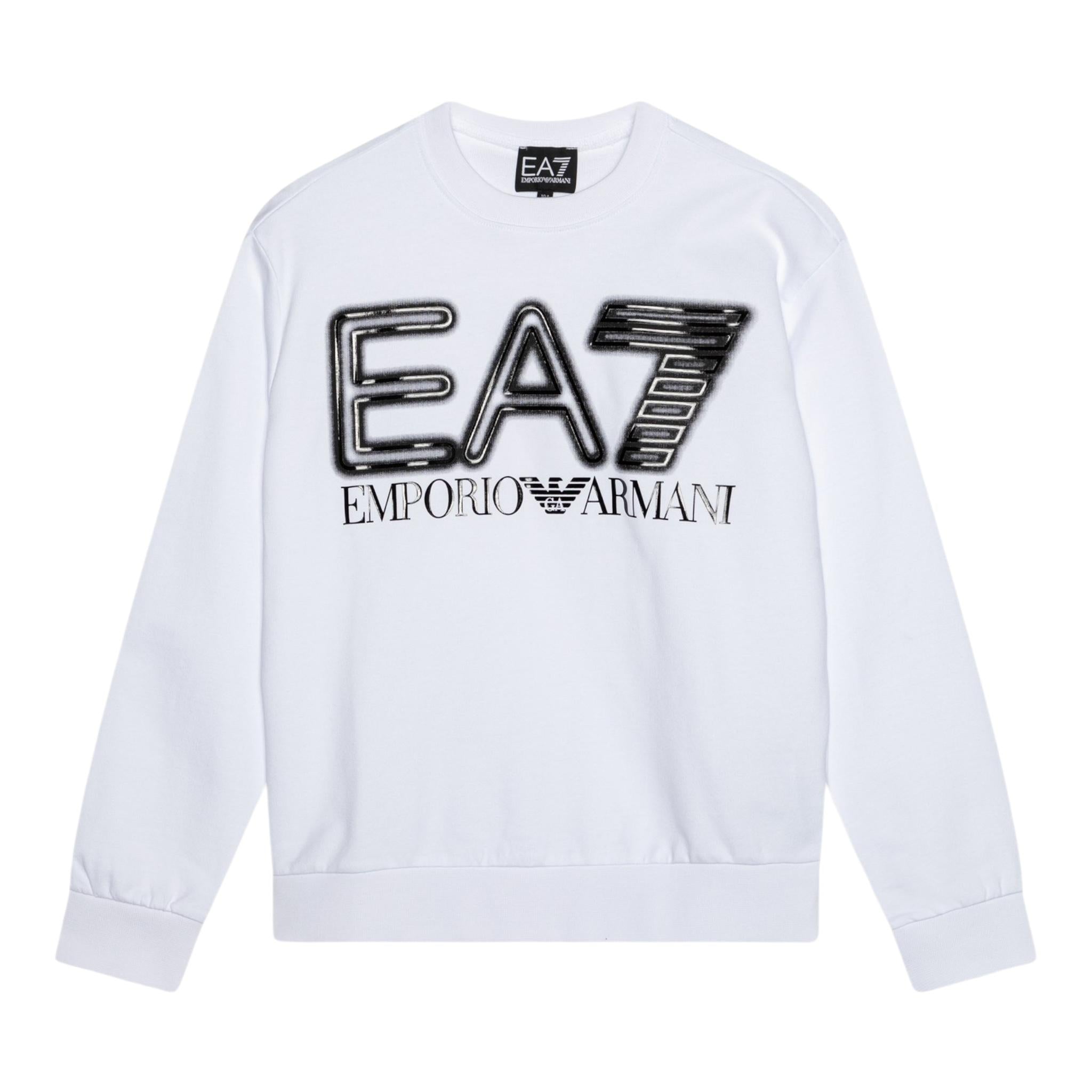 EMPORIO ARMANI felpa tinta unita girocollo con stampa Bianco per Bambino 3DBM62 BIANCO EMPORIO ARMANI 