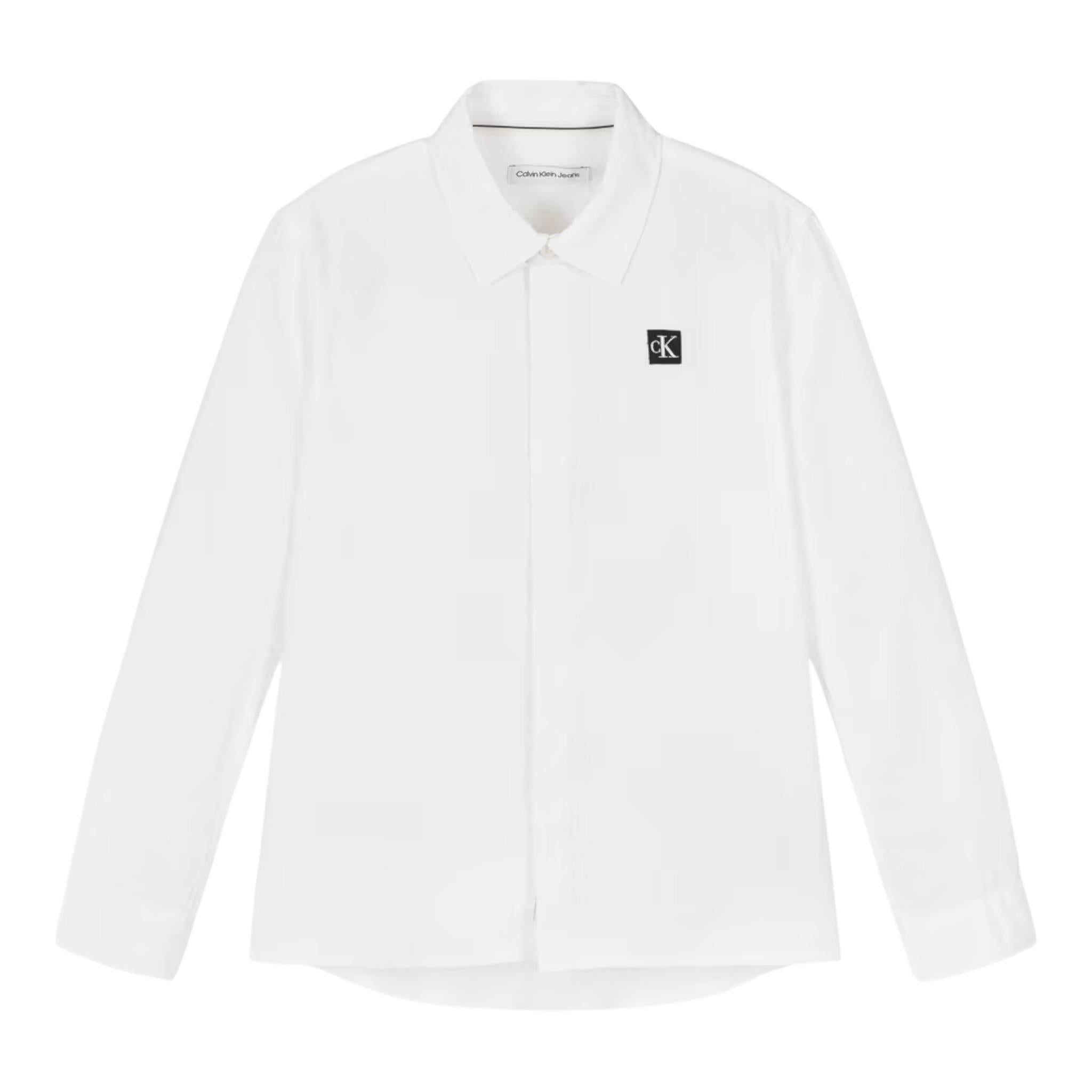 Calvin Klein Camicia Manica Lunga tinta unita con Logo Bianco per Bambino IB0IB01962 BIANCO CALVIN KLEIN 