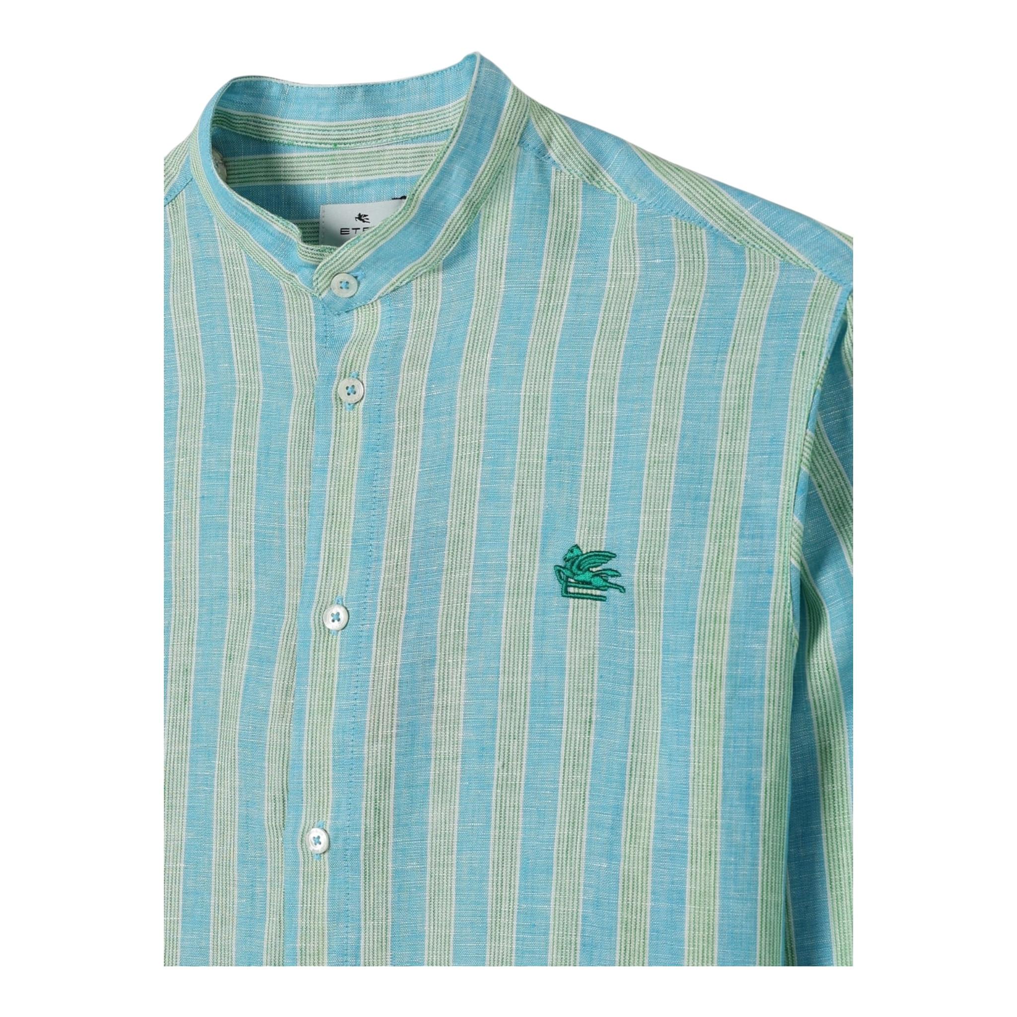 Etro Camicia Tinta Unita con Stampa per Bambino GW5P40 AZZURRO ETRO 