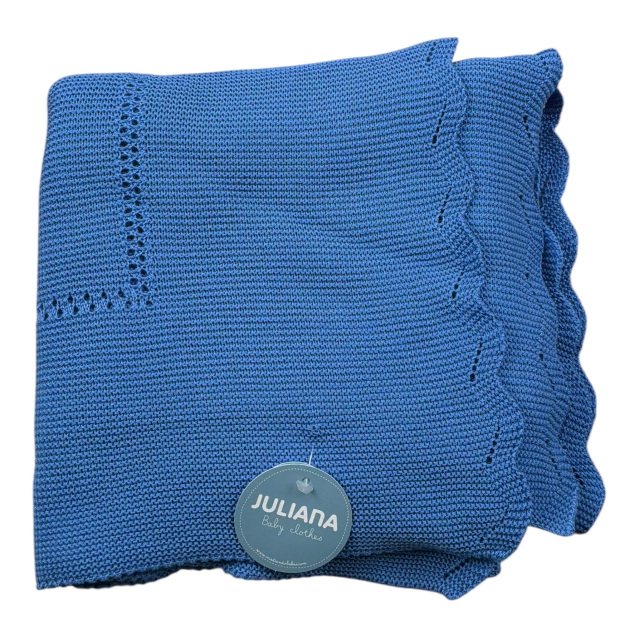 Juliana Coperta tinta unita con Ricami Blu per Neonata 25023 BLU JULIANA 