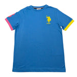 U.S. Polo Assn T-Shirt Girocollo Tinta Unita con Logo per Bambino US41554004 AZZURRO U.S. POLO ASSN 