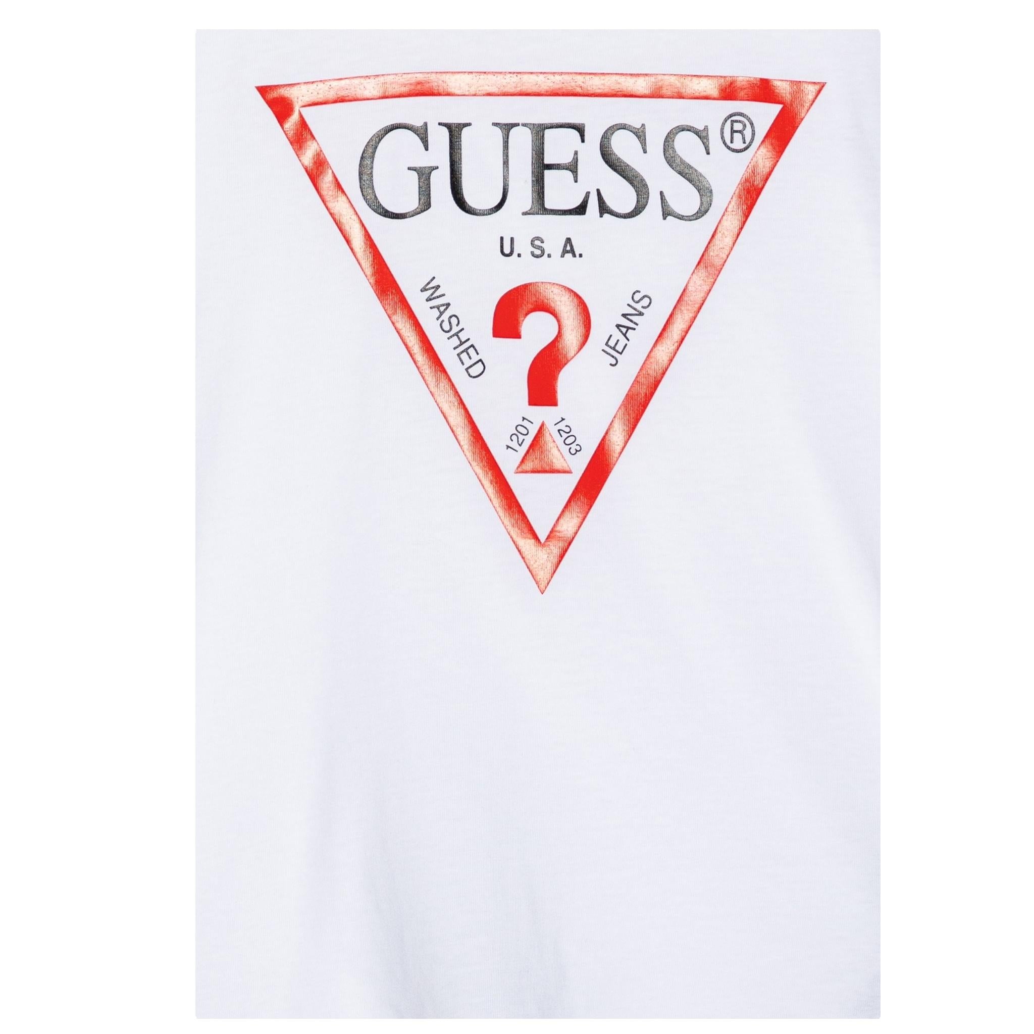 Guess T-Shirt Tinta Unita con Stampa per Neonato N73I55K8HM0NX BIANCO GUESS 