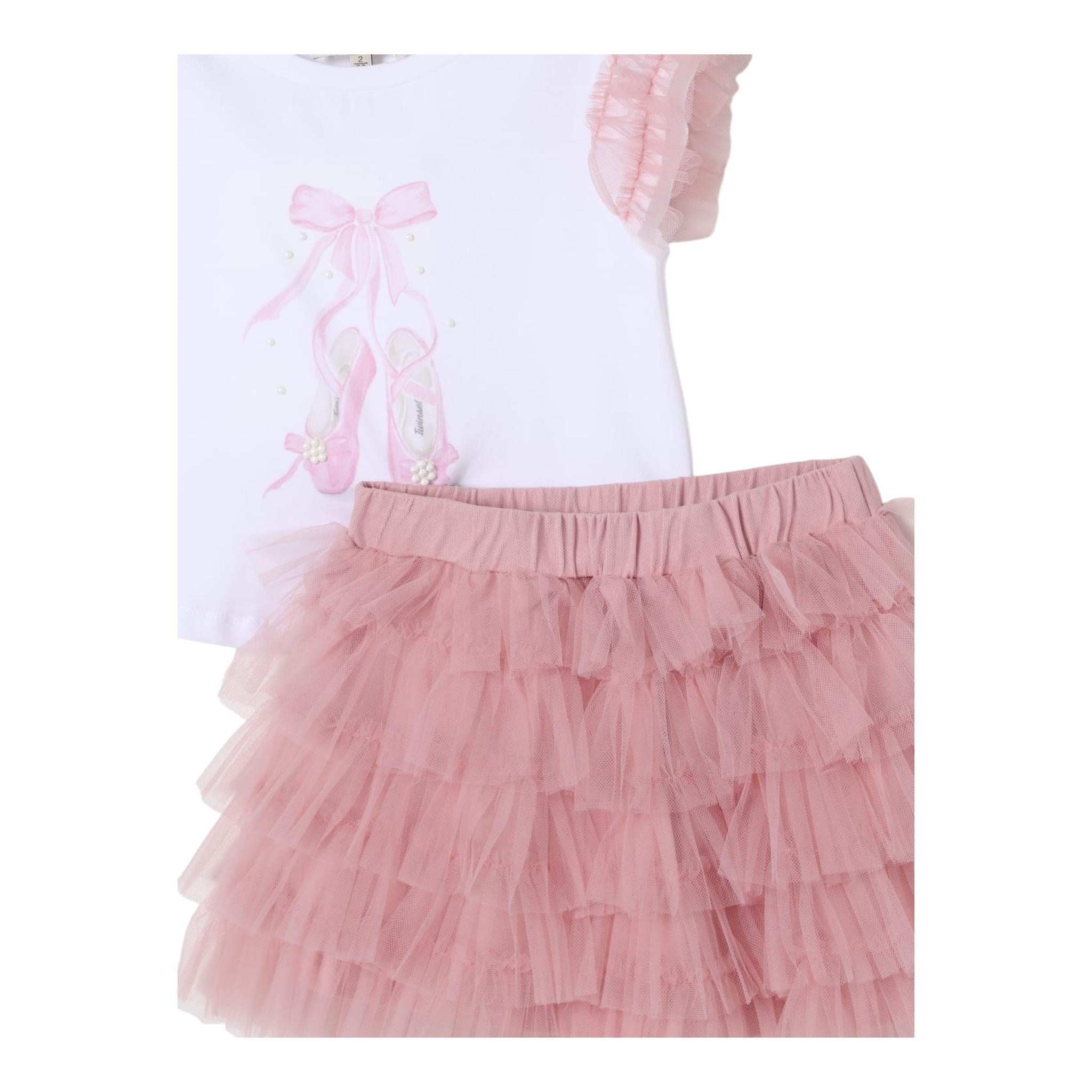 Twinset Cmpleto 2 Pezzi T-Shirt-Gonna Bicolore per Neonata 251GJ2QS2 BIANCO/ROSA TWINSET 