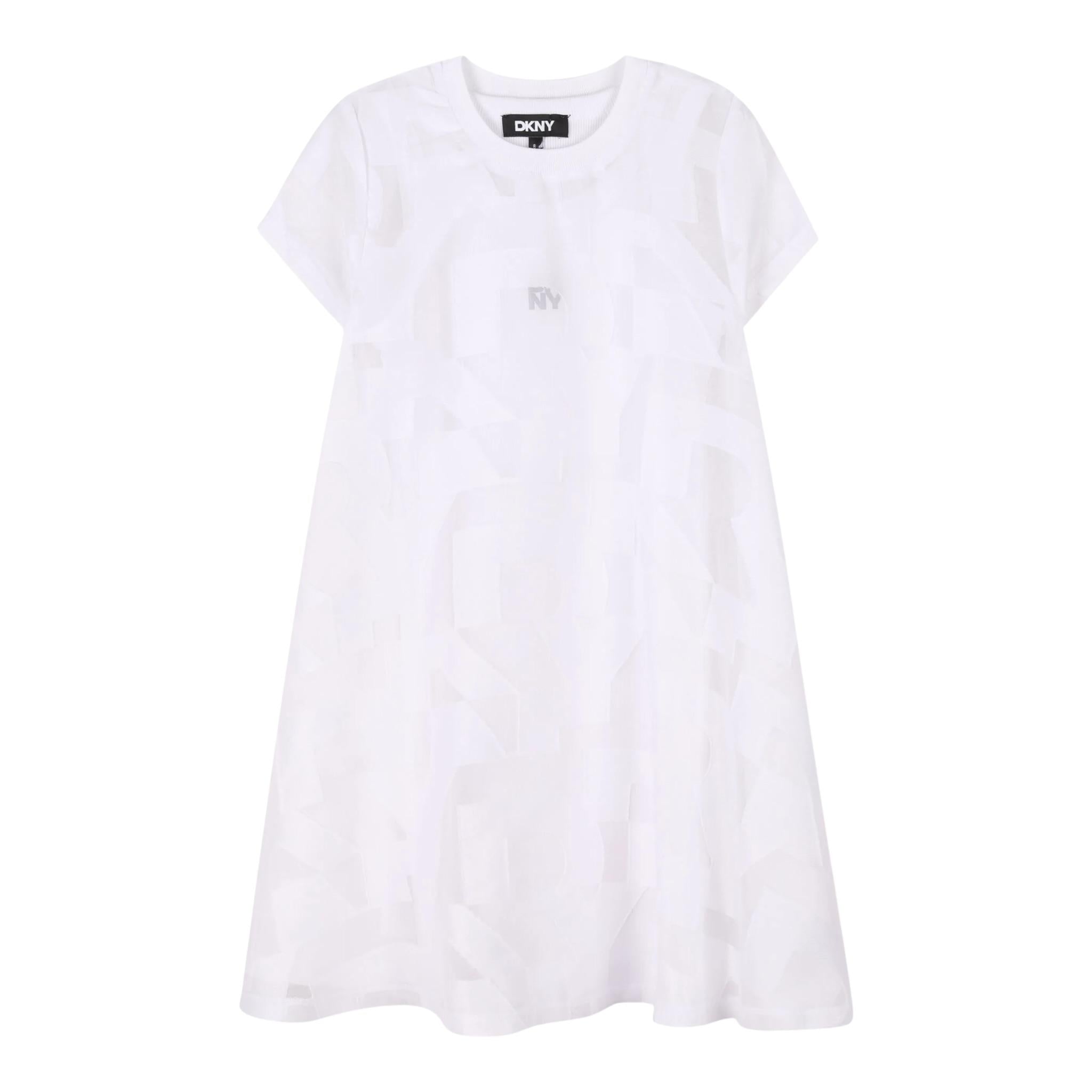 Dkny Abito Mezza Manica Tinta Unita per Bambina D62332 BIANCO DKNY 