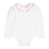 MONNALISA body tinta unita con ricami e colletto Bianco per Neonata 37D300 BIANCO MONNALISA 