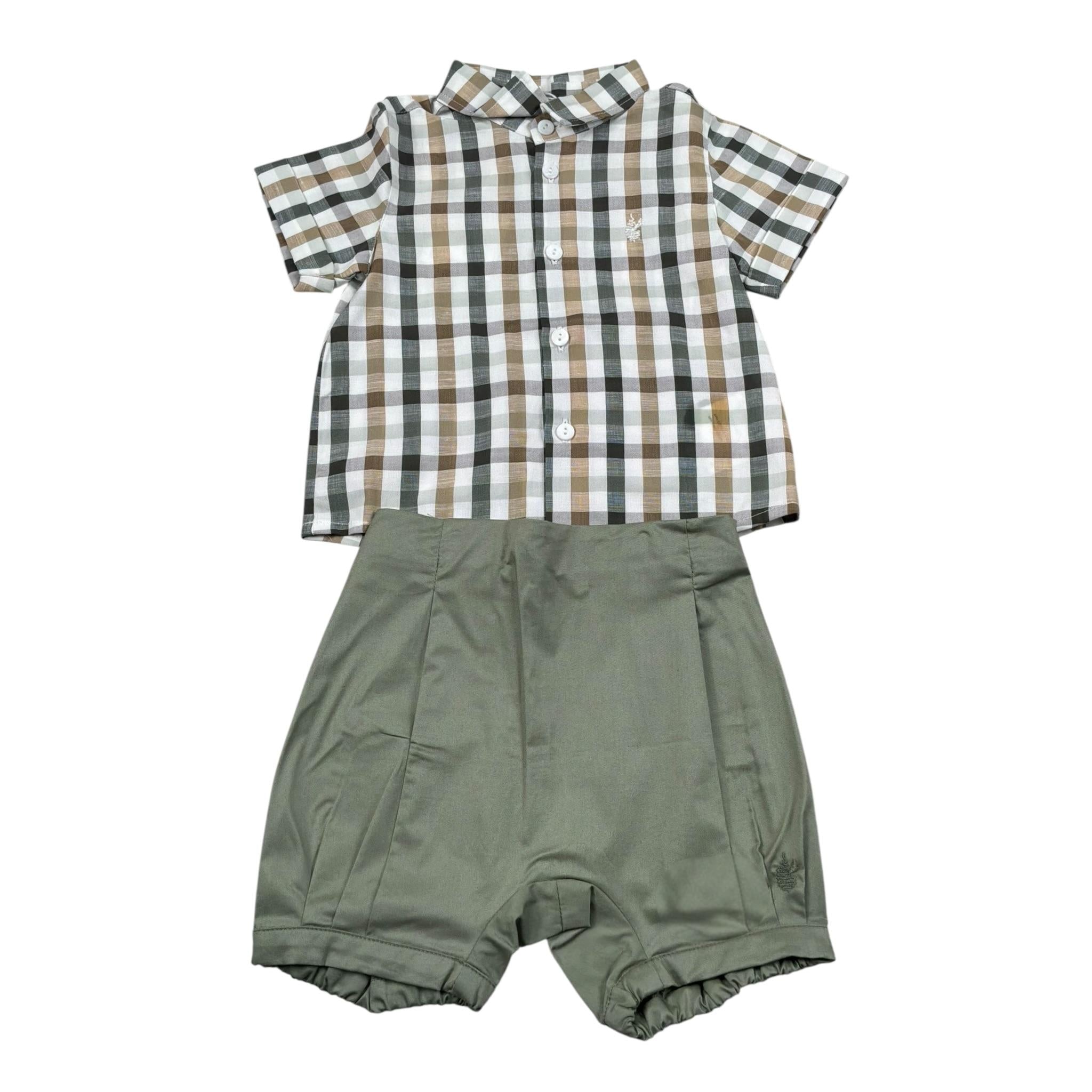 Le Coconne Completo 2 Pezzi Camicia-Bermuda per Neonato LCN1525 VERDE LE COCONNE 