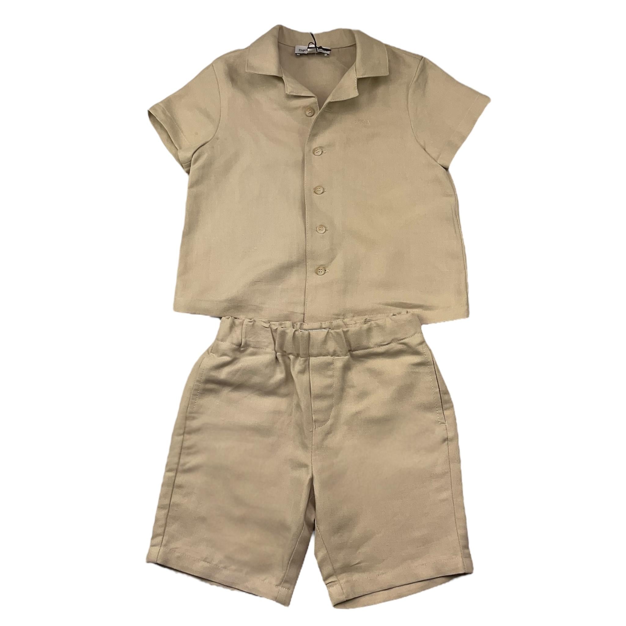Emporio Armani Completo 2 Pezzi Camicia-Bermuda Tinta Unita per Bambino 3RHVJ5J BEIGE EMPORIO ARMANI 