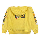 Off-White Felpa Tinta Unita Con Cappuccio E Stampa Giallo Per Bambino
