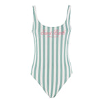 Saint Barth Costume Intero Bicolore con Fantasia A Righe per Bambina CARA001 BIANCO/VERDE SAINT BARTH 