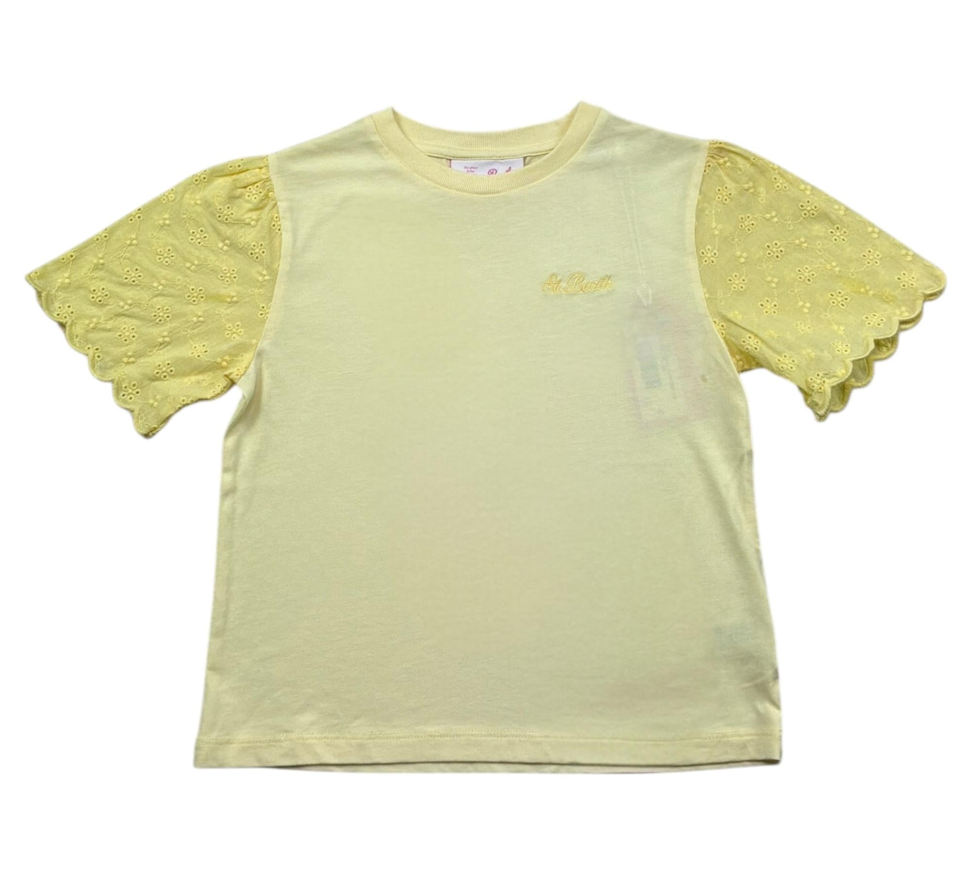 Saint Barth T-Shirt Girocollo Tinta Unita con Logo per Bambina MAISA GIALLO SAINT BARTH 