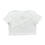 Please T-Shirt Modello Crop Tinta Unita con Brillantini per Bambina MB26032G73 BIANCO PLEASE 