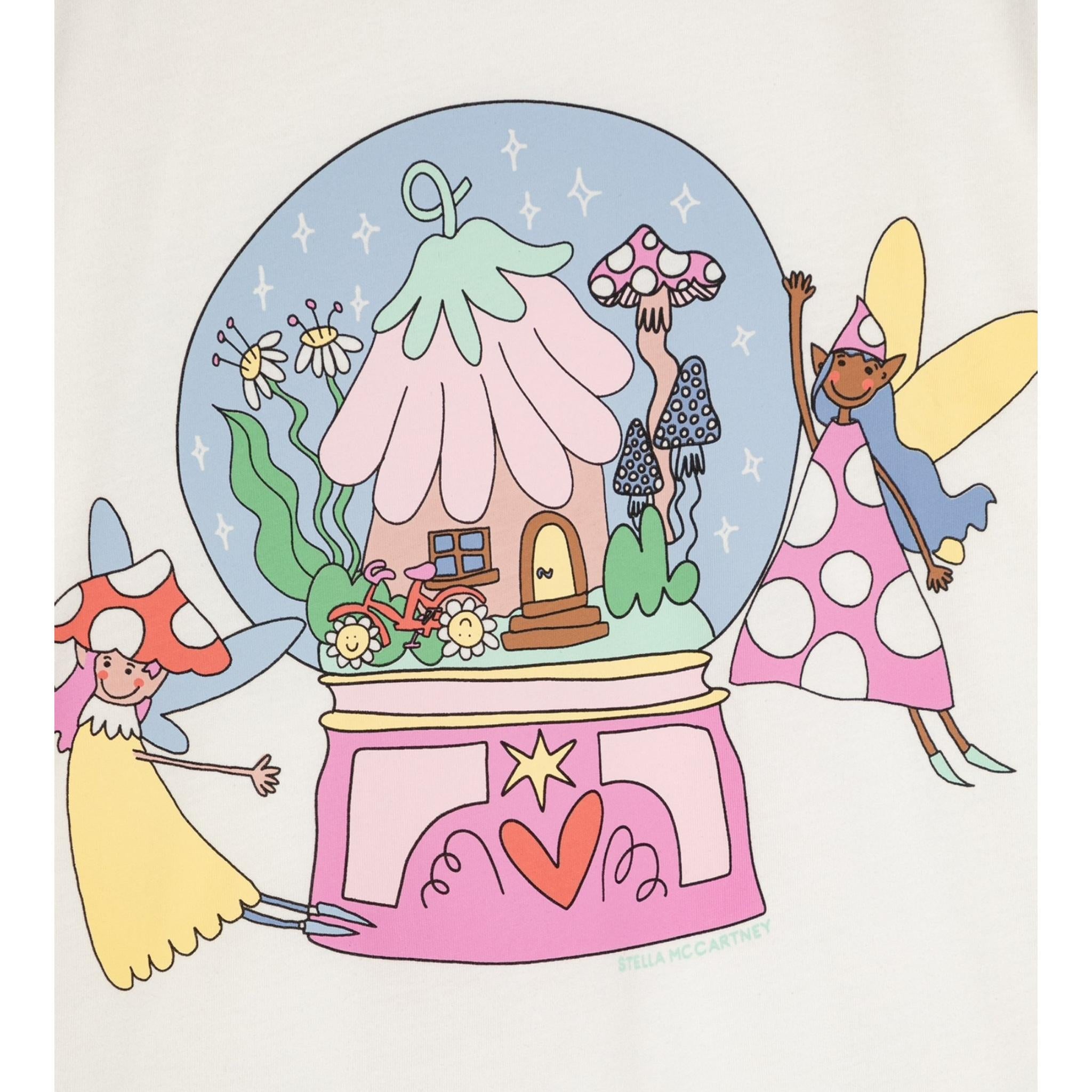 Stella Mccartney T-Shirt Girocollo Tinta Unita con Stampa per Neonata TW8A41N BIANCO STELLA McCARTNEY 