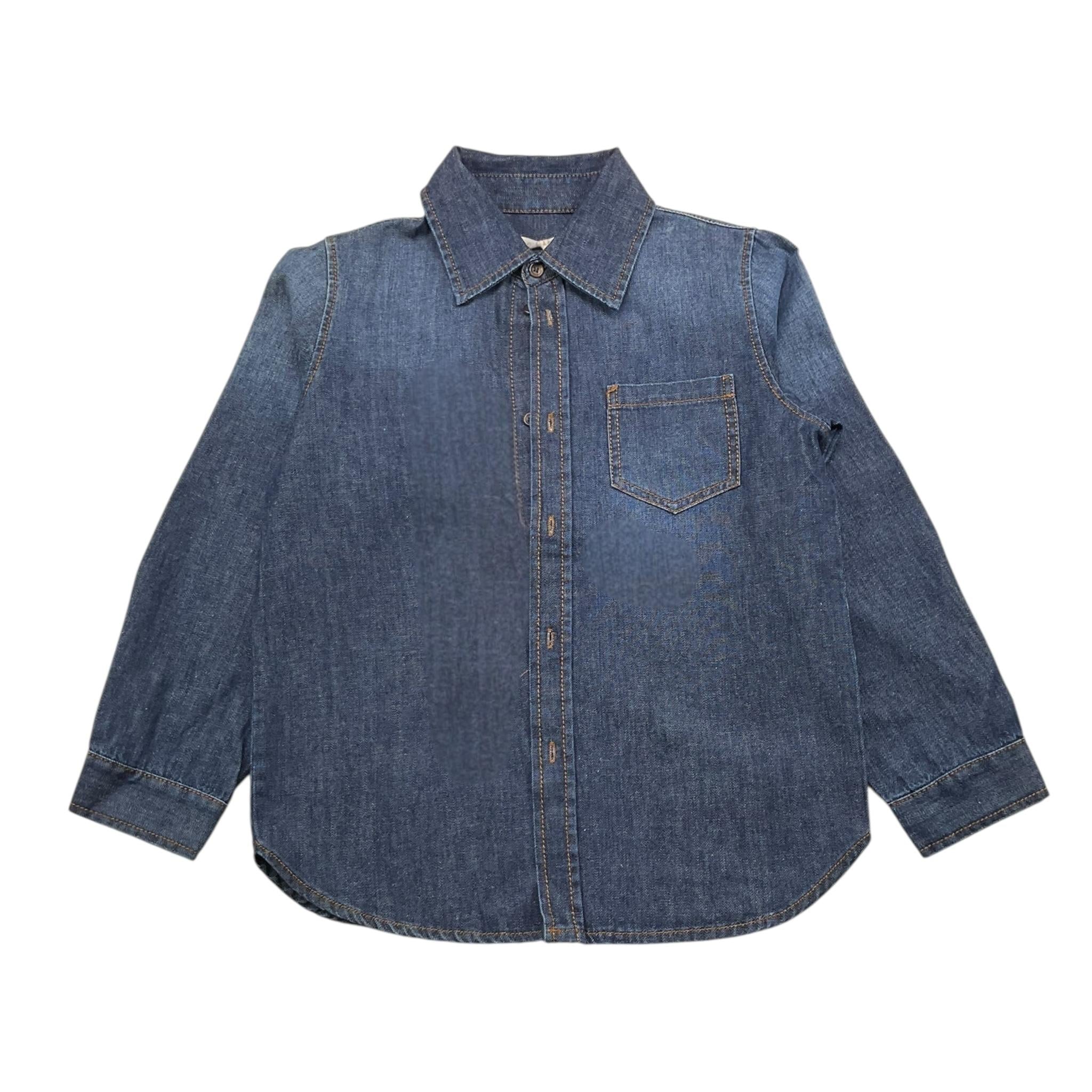 ZHOE & TOBIAH camicia in denim tinta unita con cuciture in contrasto Blu per Bambino DI3 BLU ZHOE & TOBIAH 