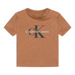 Calvin Klein T-Shirt Girocollo Tinta Unita con Logo per Neonato IN0IN0001 CAMMELLO CALVIN KLEIN 