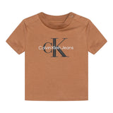 Calvin Klein T-Shirt Girocollo Tinta Unita con Logo per Neonato IN0IN0001 CAMMELLO CALVIN KLEIN 