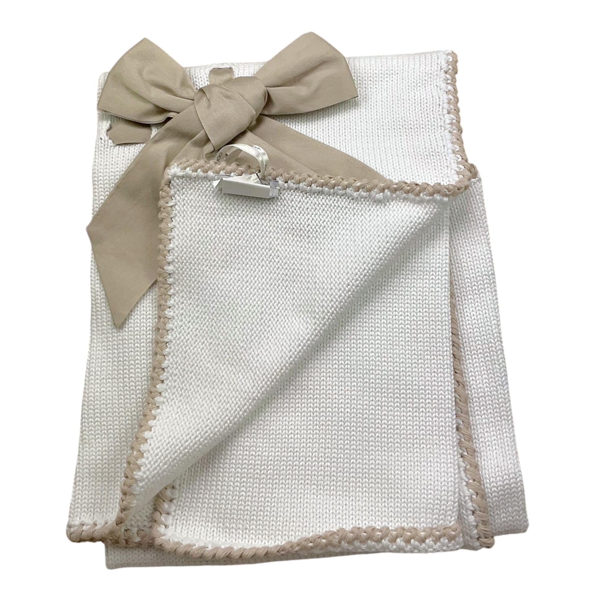 Colibri Coperta Tinta Unita con Ricami E Fiocco per Neonata 8COPASQ2 BIANCO COLIBRI 