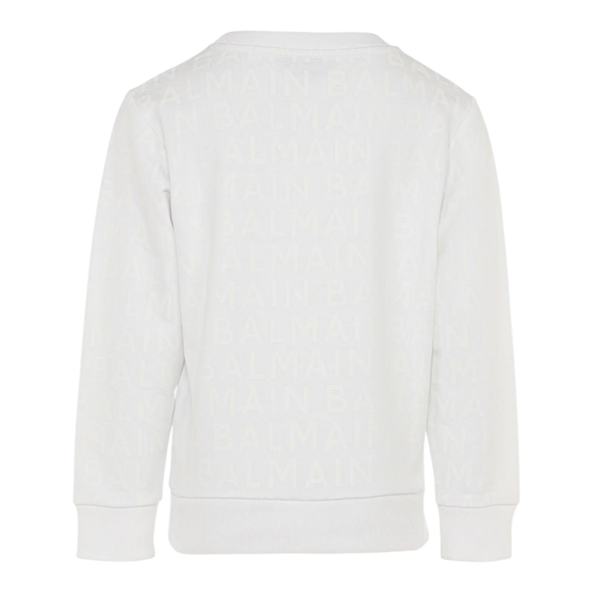 BALMAIN felpa chiusa girocollo tinta unita cn logo Bianco per Bambino BT4P90 BIANCO BALMAIN 