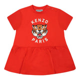 Kenzo Abito Mezza Manica Tinta Unita con Logo per Neonata K60941 ROSSO KENZO 