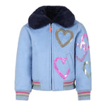 BillIEBLUSH cappotto tinta unita con colletto pelliccia Azzurro polvere per Neonata U20433 AZZURRO POLVERE BillIEBLUSH 