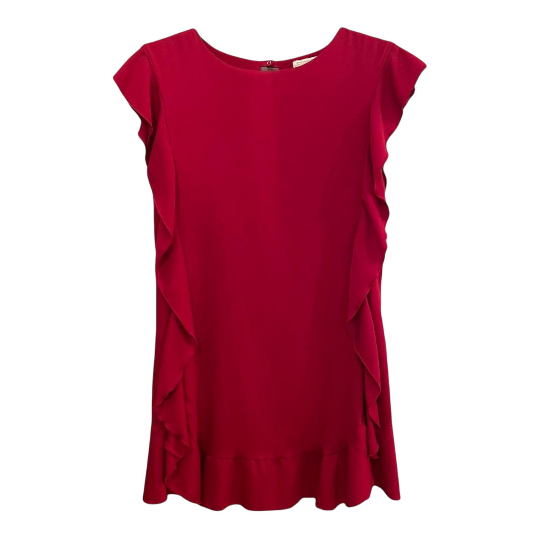 Monnalisa Abito Tinta Unita con Rouches per Bambina 711904 ROSSO MONNALISA 