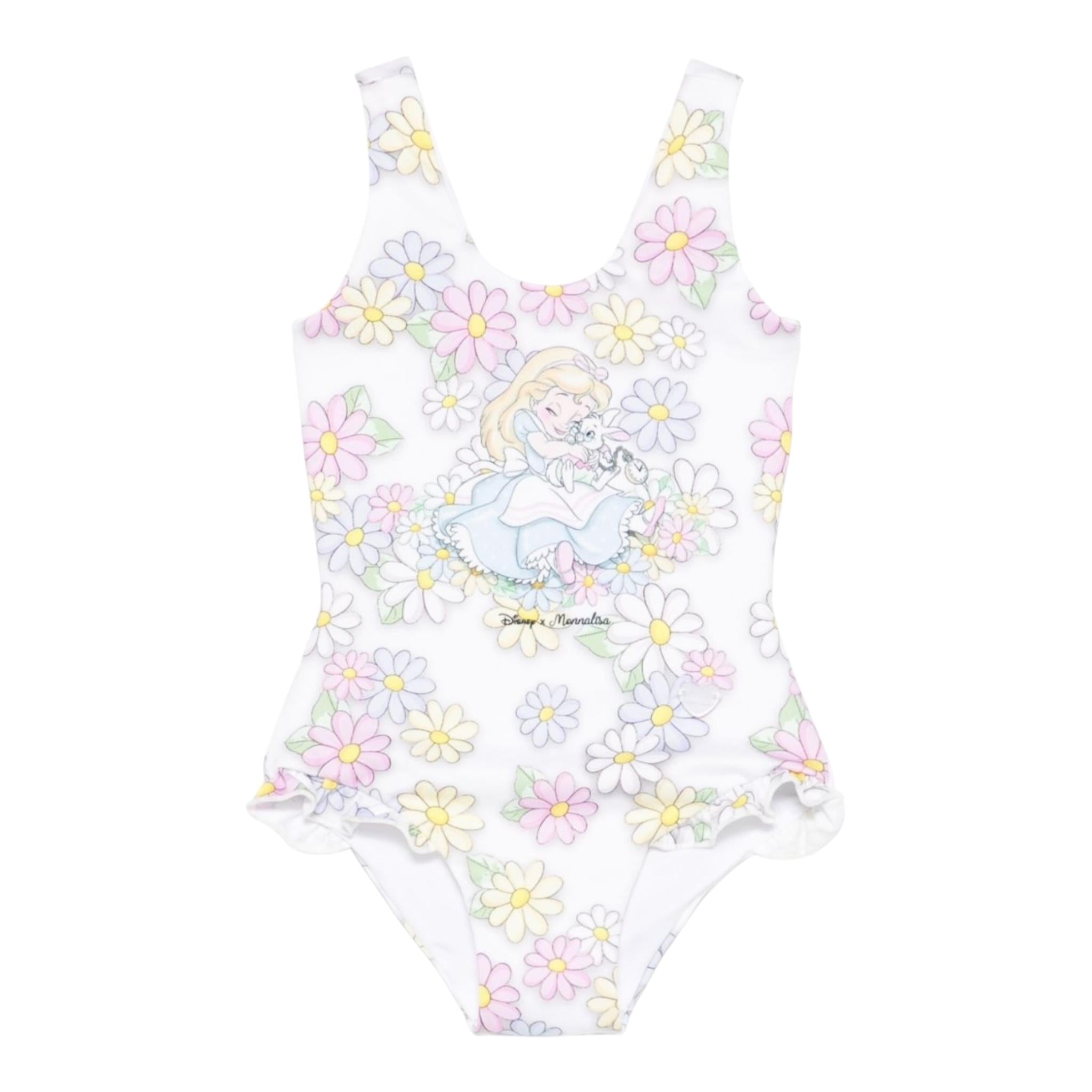 Monnalisa Costume Intero Tinta Unita con Stampa per Neonata 39E045 BIANCO MONNALISA 