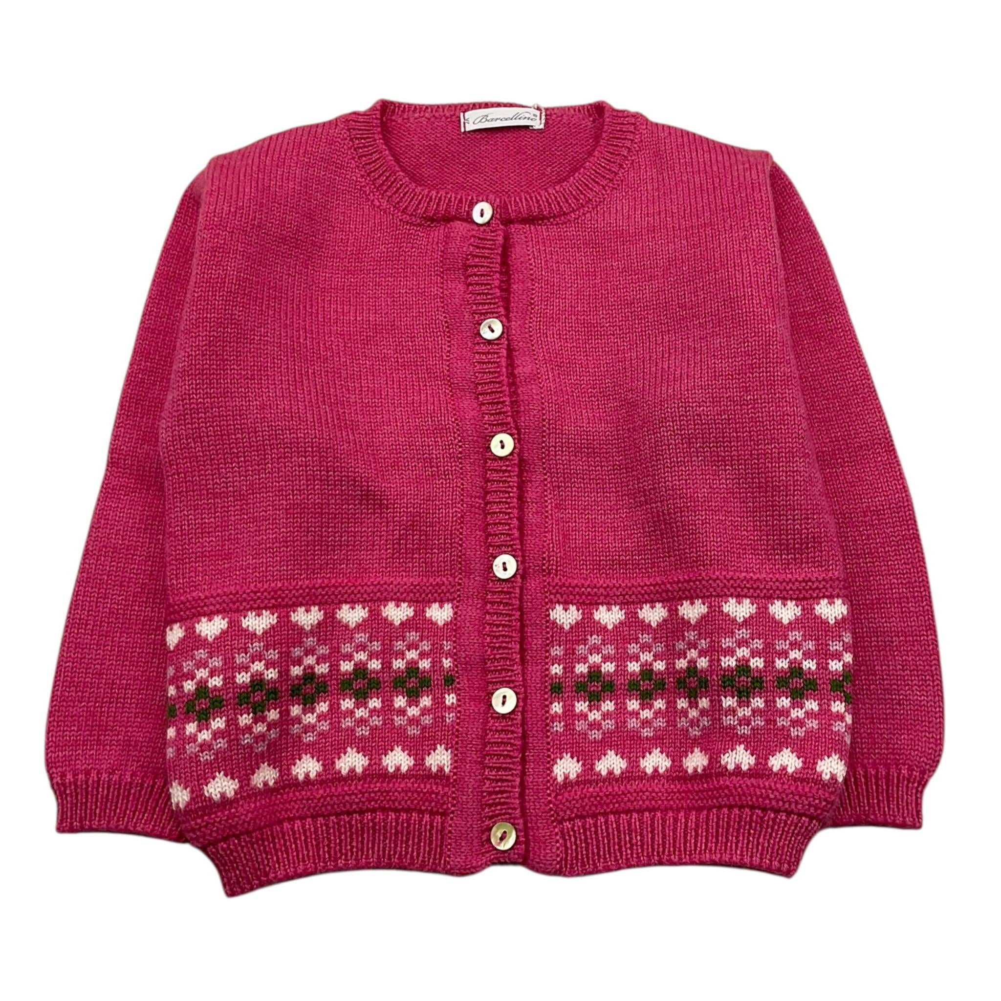 BARCELLINO cardigan tinta unita con ricami Fuxia per Neonata 116012 FUXIA BARCELLINO 