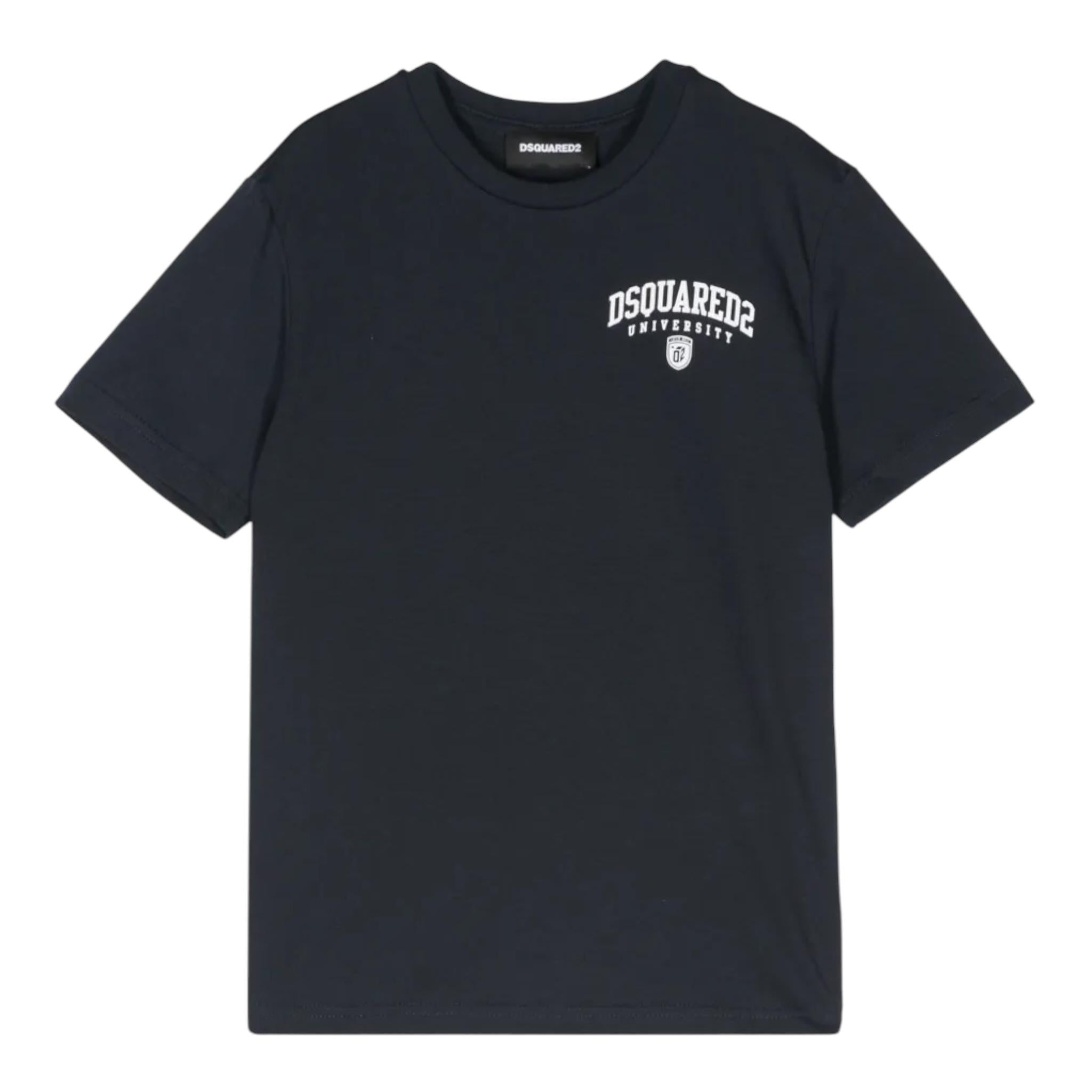 DSQUARED2 t-shirt girocollo tinta unita con stampa Blu per Bambino DQ2470 BLU DSQUARED2 