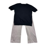 Never Too Completo Maglioncino Tinta Unita Girocollo-Pantalone Nero Per Bambino