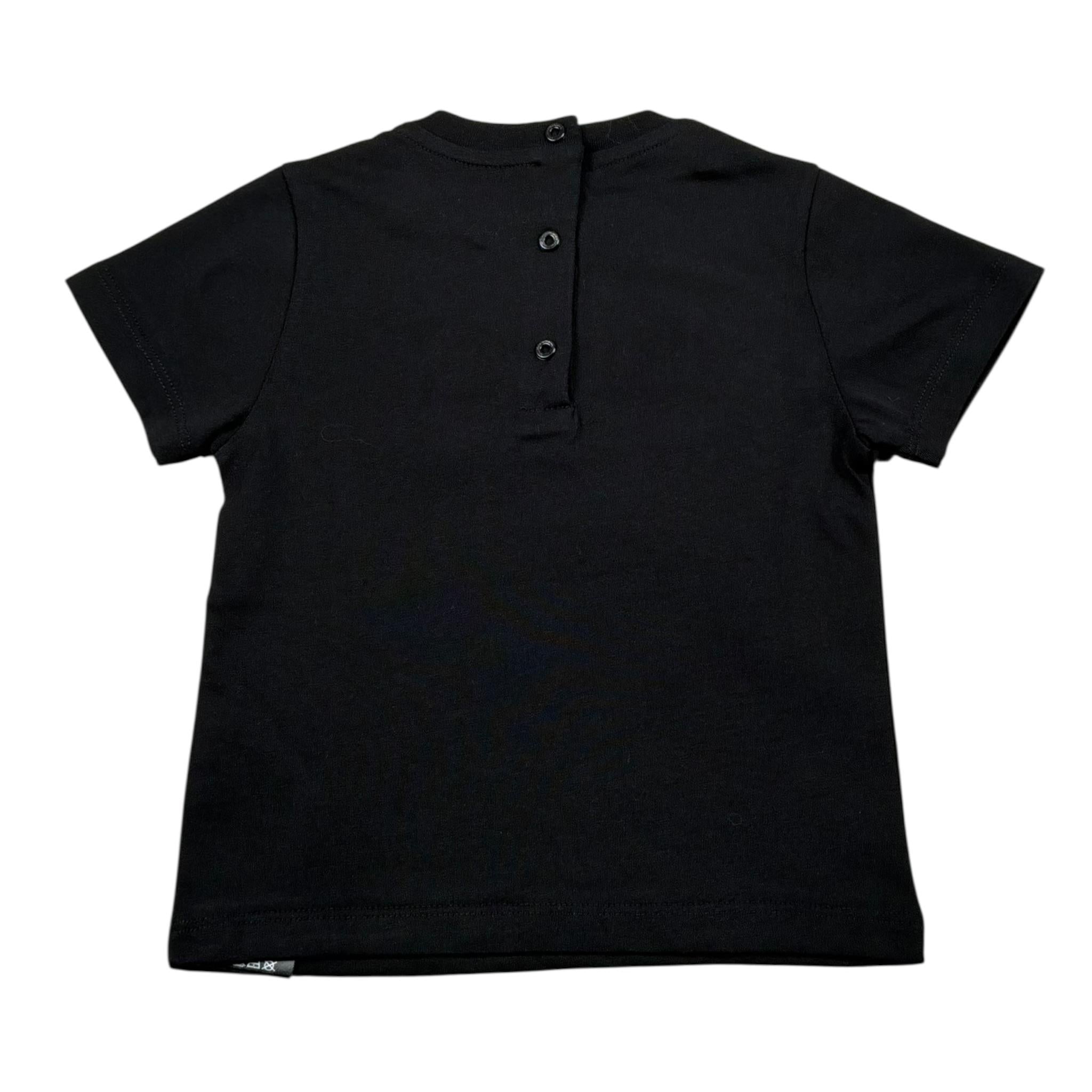 Balmain T-Shirt Girocollo Tinta Unita con Stampa per Neonato BW8541X NERO BALMAIN 