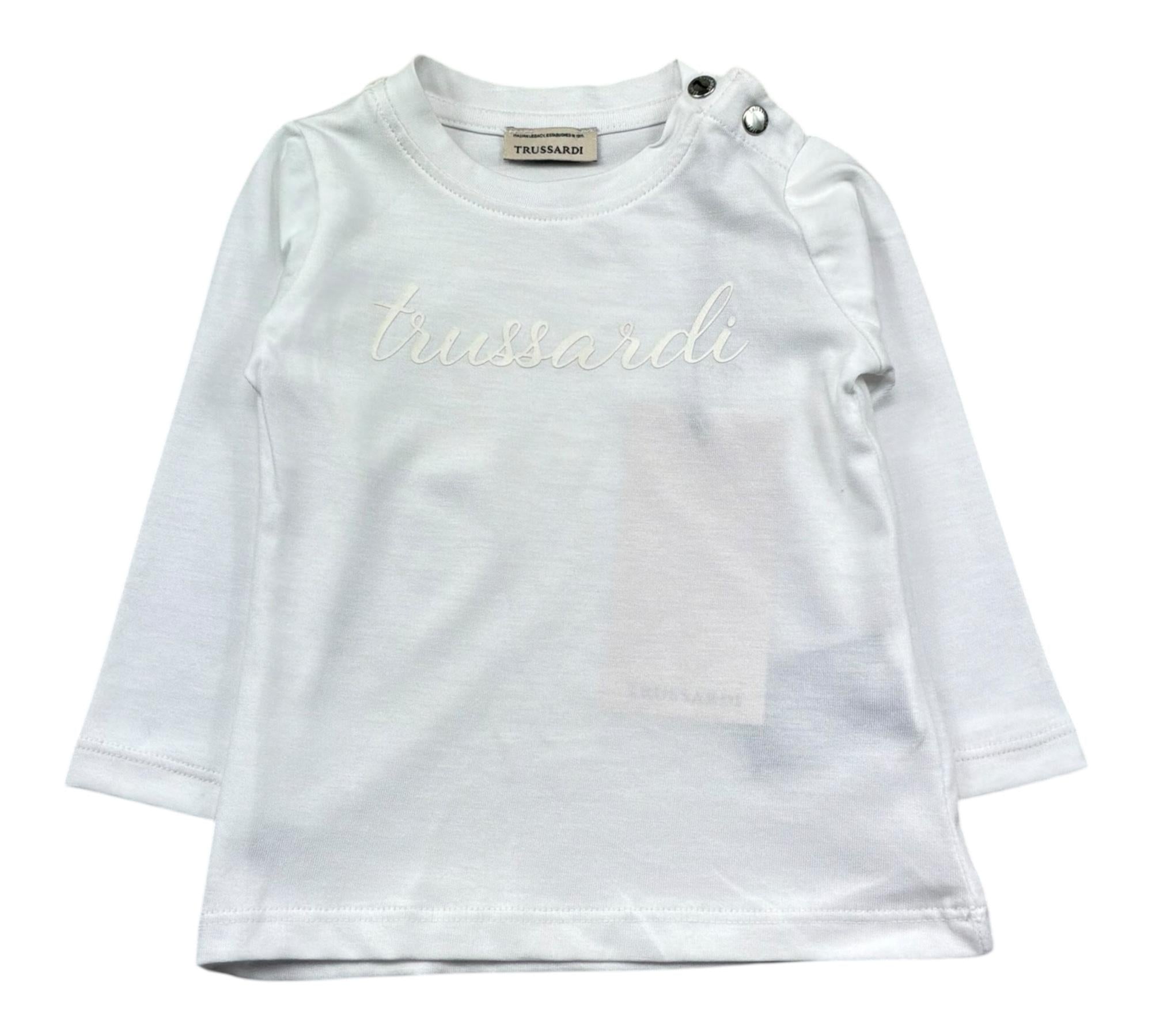 Trussardi Shirt Girocollo Tinta Unita con Logo per Neonata TIP26013TS BIANCO TRUSSARDI 