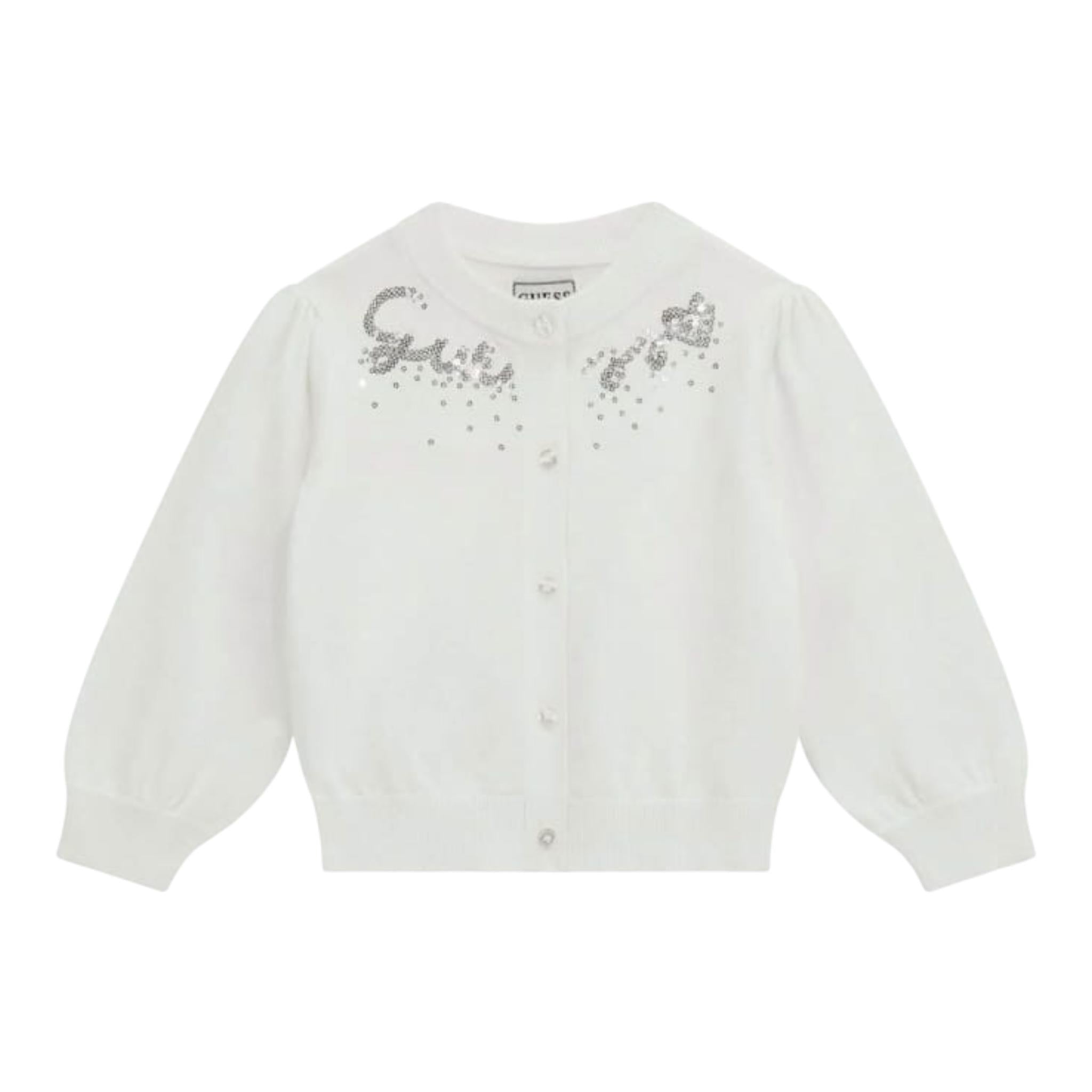Guess Cardigan Tinta Unita con Paillettes per Bambina K5RR03Z3820X BIANCO GUESS 