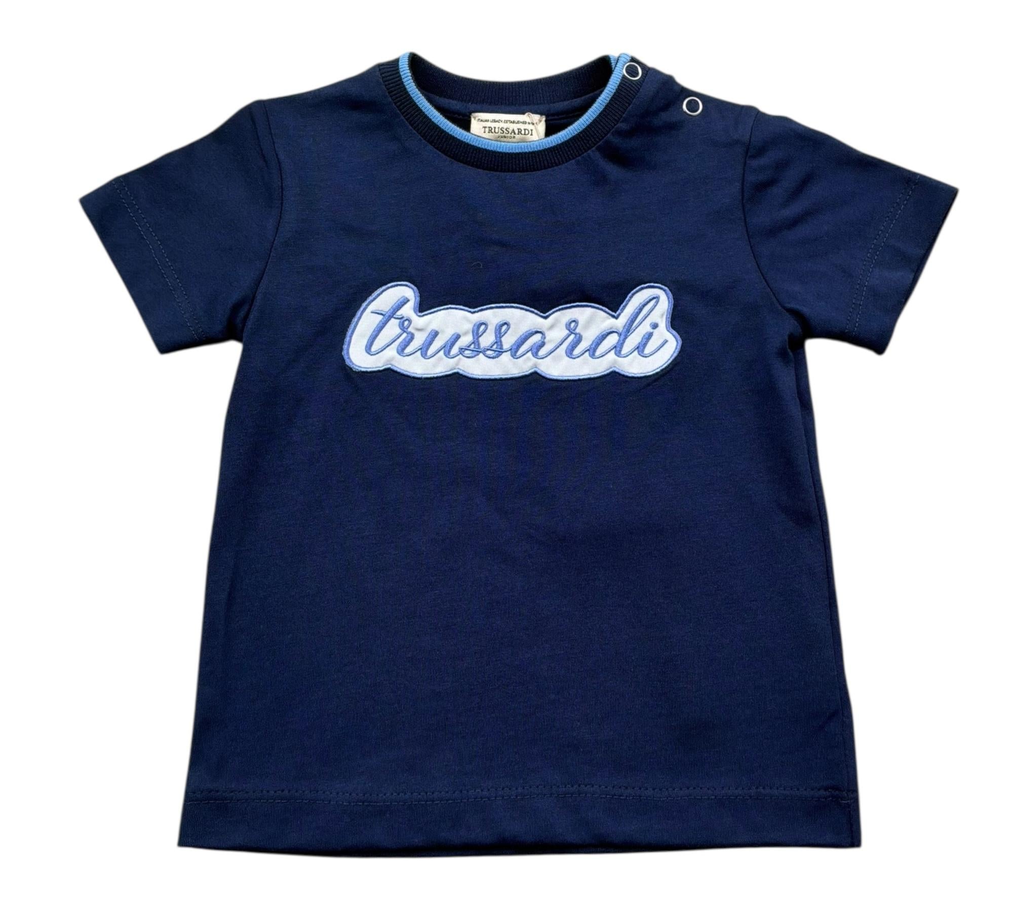 Trussardi T-Shirt Girocollo Tinta Unita con Stampa per Neonato TIP26037TS BLU TRUSSARDI 