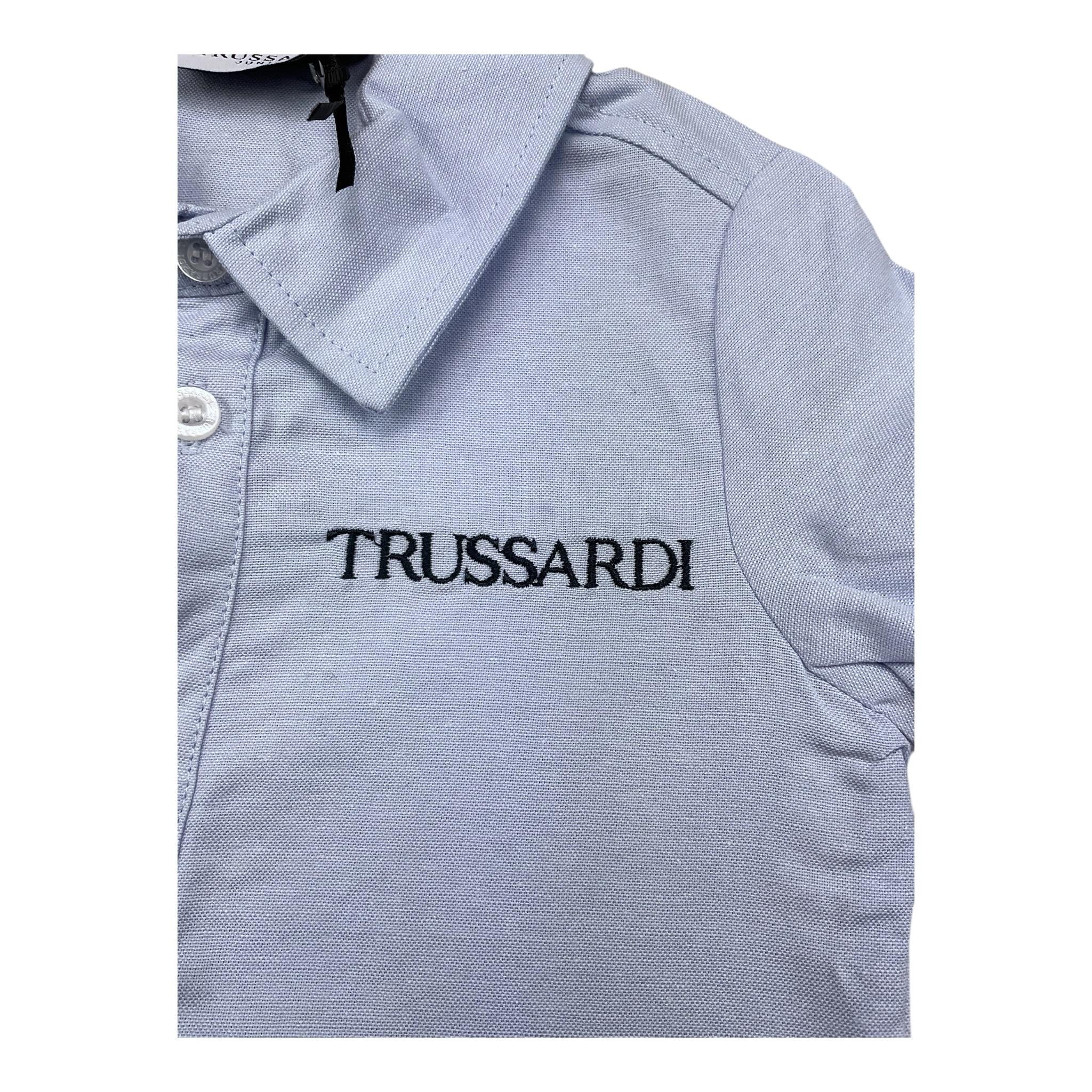 TRUSSARDI camicia manica lunga tinta unita con stampa Azzurro per Bambino TIA24066CA AZZURRO TRUSSARDI 