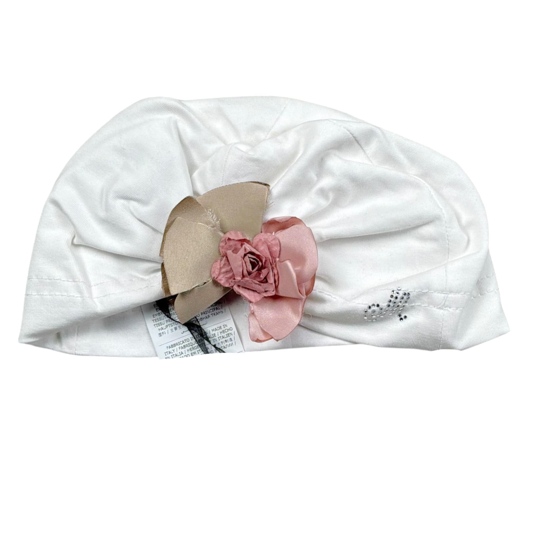 Monnalisa Cappello Tinta Unita con Applicazione per Neonata 355024 BIANCO MONNALISA 